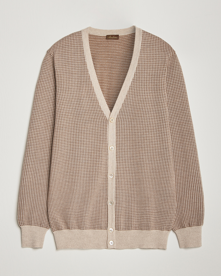 Herren | Pullover | Stenströms | Pepita Merino Wool Cardigan Brown