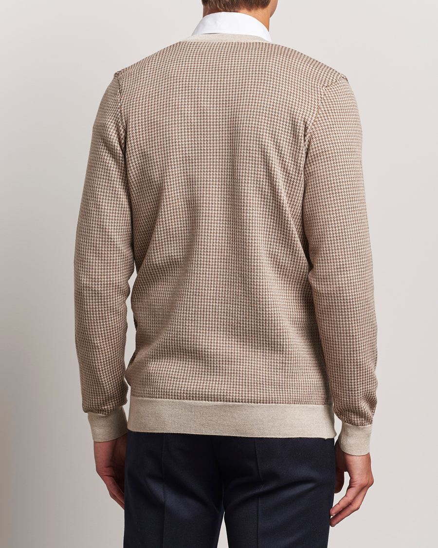 Herren | Pullover | Stenströms | Pepita Merino Wool Cardigan Brown