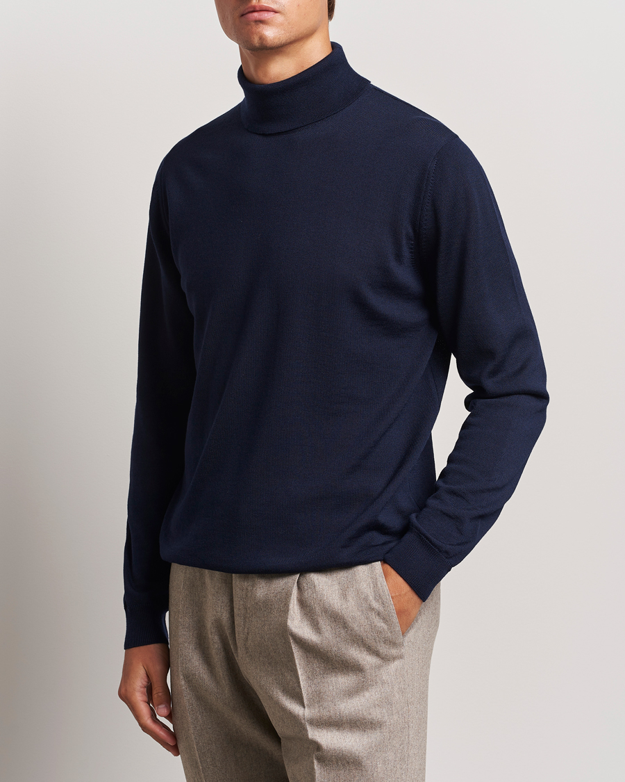 Herren | Pullover | Stenströms | Merino Rollneck Navy