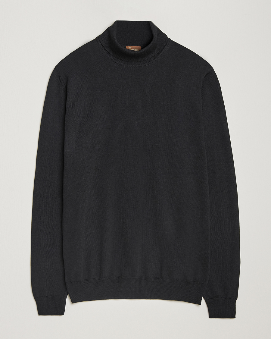 Herren | Pullover | Stenströms | Merino Rollneck Black