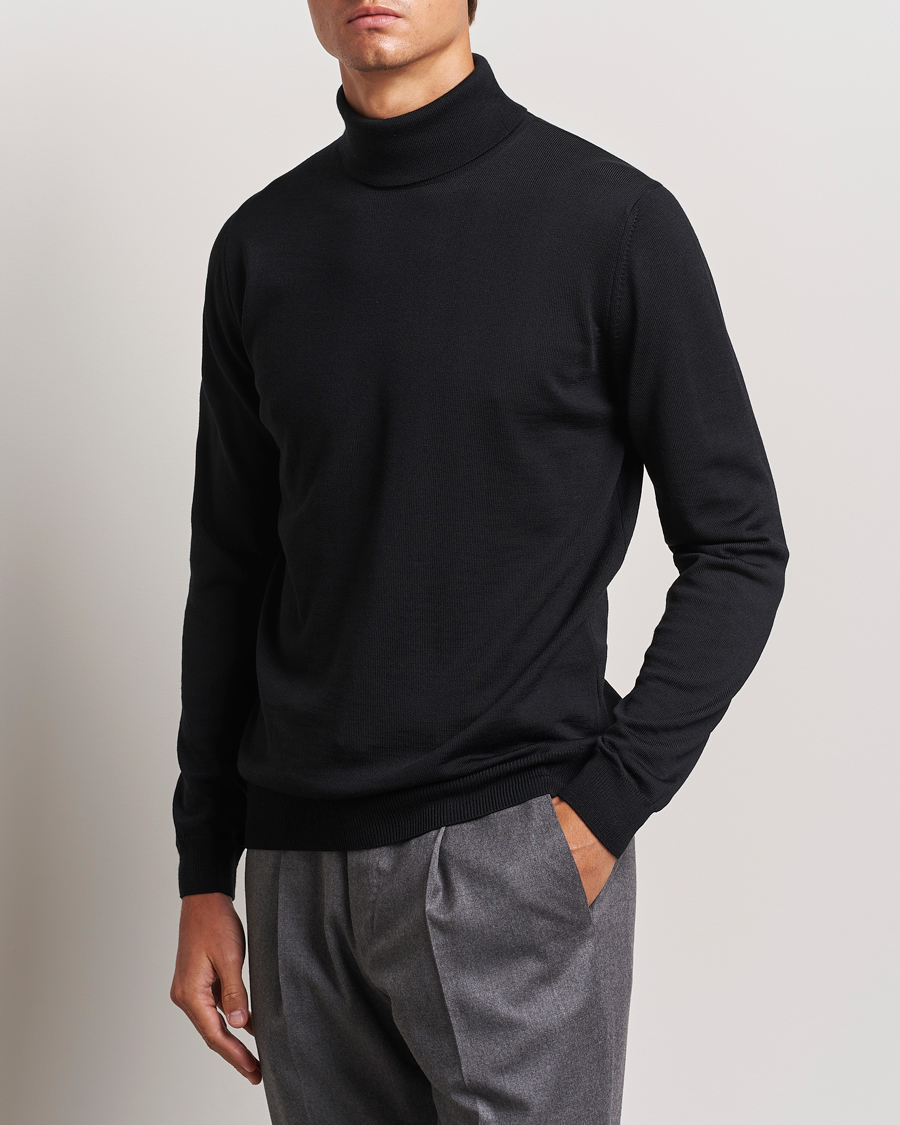 Herren | Pullover | Stenströms | Merino Rollneck Black
