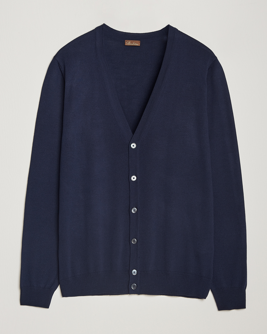 Herren | Pullover | Stenströms | Merino Cardigan Navy