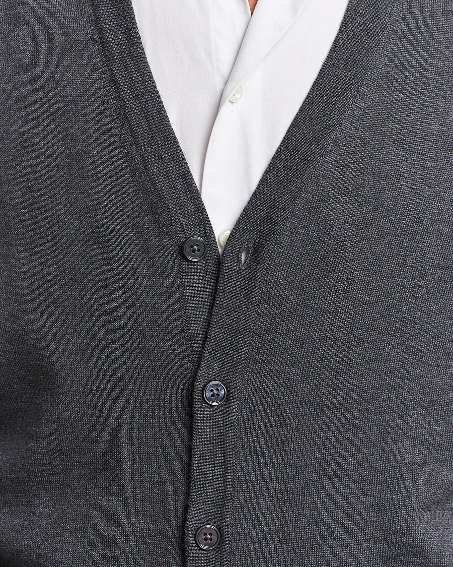 Herren | Pullover | Stenströms | Merino Cardigan Dark Grey