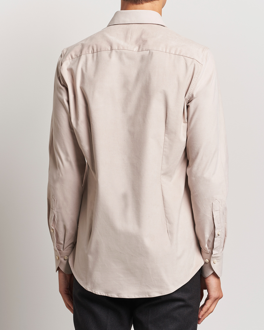 Herren | Hemden | Stenströms | 1899 Velvet Baby Corduroy Shirt Beige