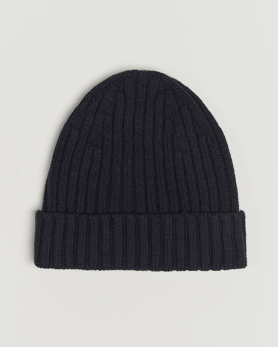 Herren | Stenströms Ribbed Cotton/Cashmere Hat Navy | Stenströms | Ribbed Cotton/Cashmere Hat Navy