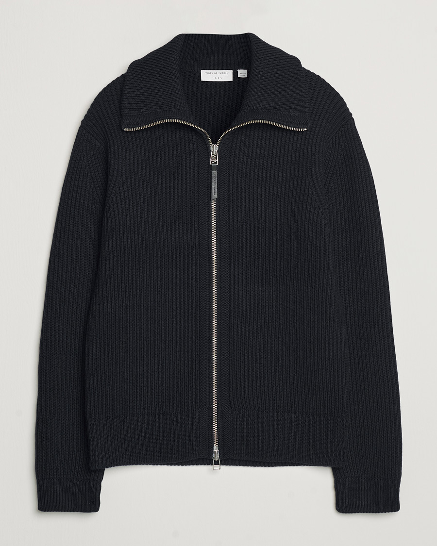 Herren | Pullover | Tiger of Sweden | Niall Heavy Knitted Full Zip Light Ink