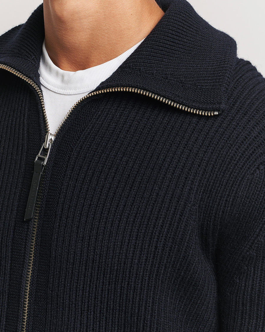 Herren | Pullover | Tiger of Sweden | Niall Heavy Knitted Full Zip Light Ink