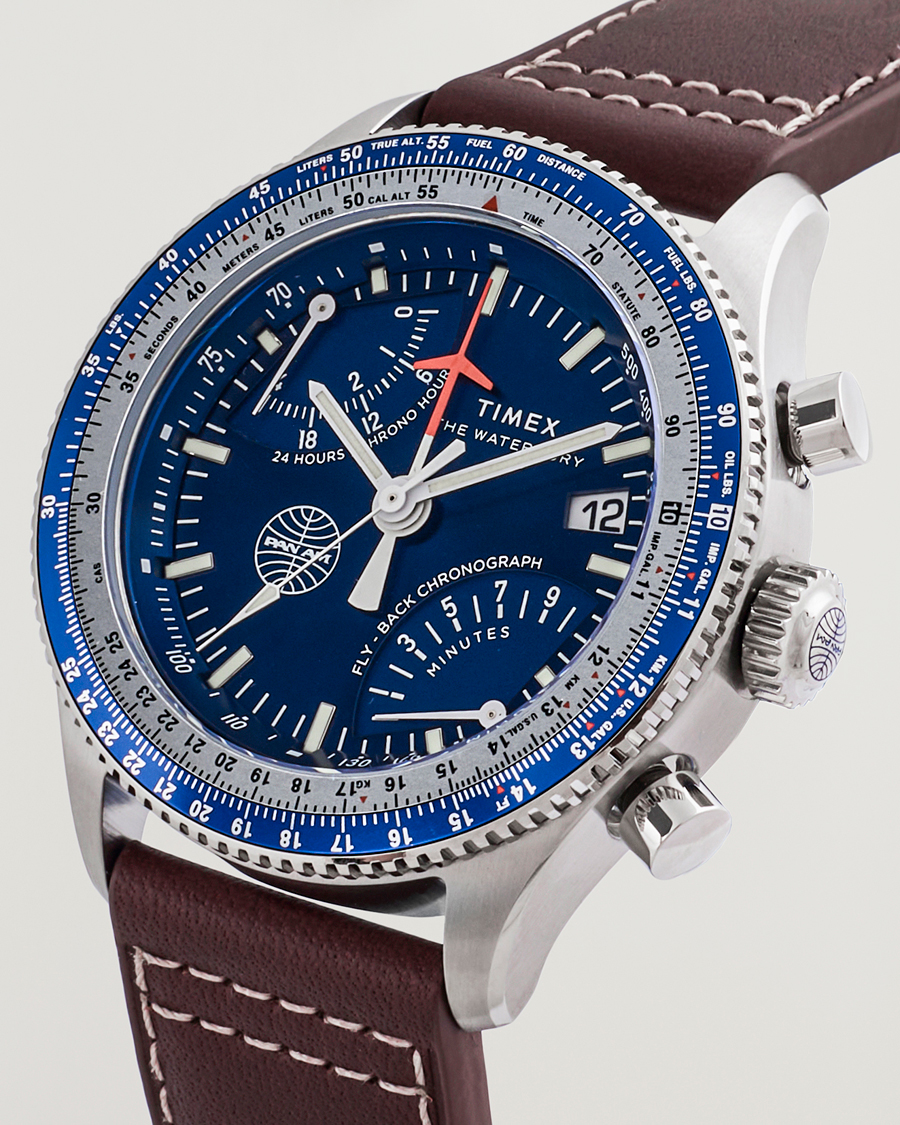 Herren | Timex Pan Am Flyback Chronograph 43mm Blue Dial | Timex | Pan Am Flyback Chronograph 43mm Blue Dial