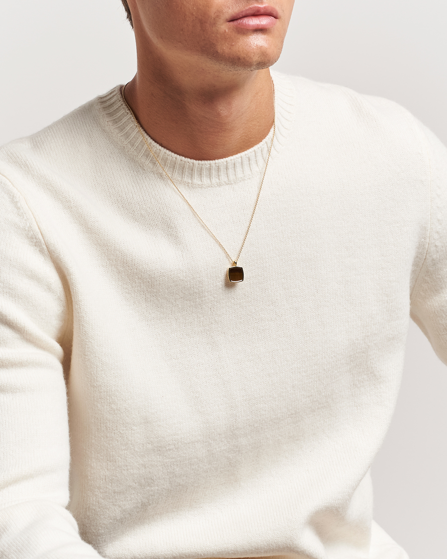 Herren | Schmuck | Tom Wood | Cushion Pendant Tiger Eye Gold