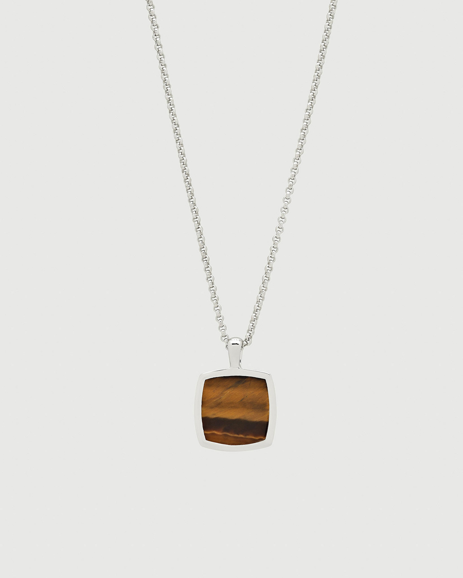 Herren | Schmuck | Tom Wood | Cushion Pendant Tiger Eye Silver