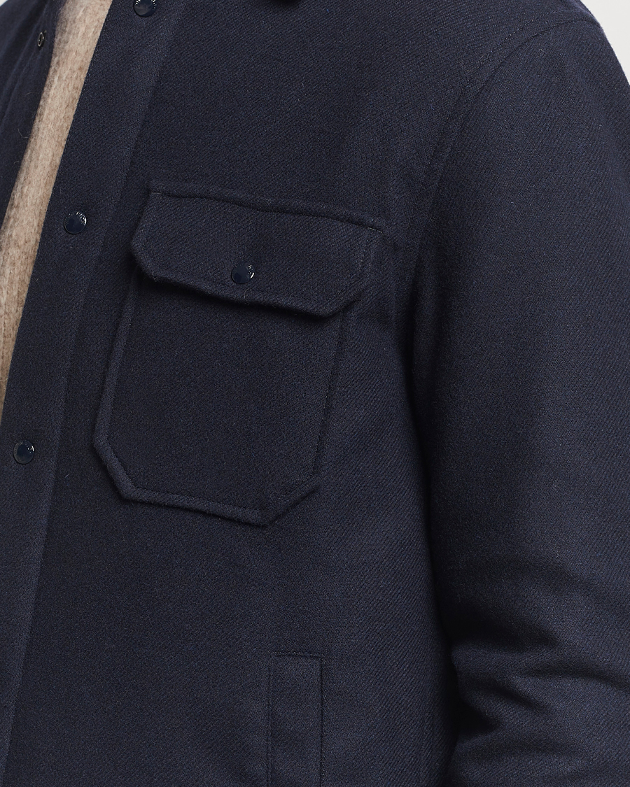 Herren | Jacken | Woolrich | Alaskan Melton Wool Overshirt Melton Blue