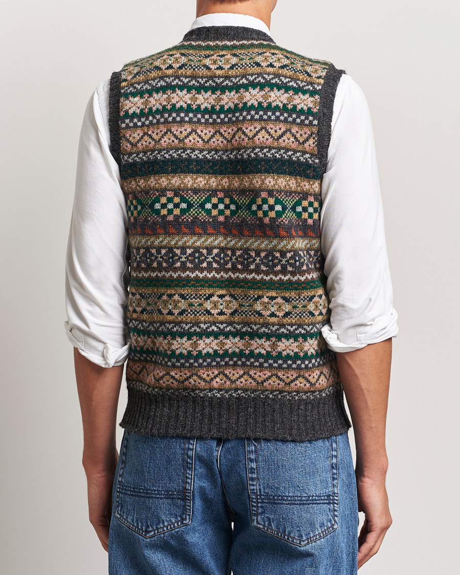 Herren | Pullover | Drake's | Fairisle Wool Vest Purple Multi