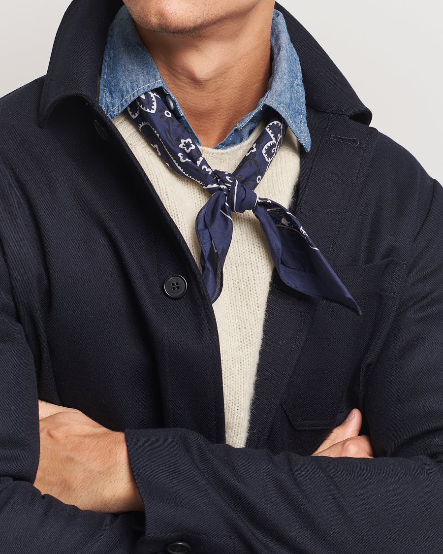 Herren | Drake's Classic Paisley Bandana Navy | Drake's | Classic Paisley Bandana Navy
