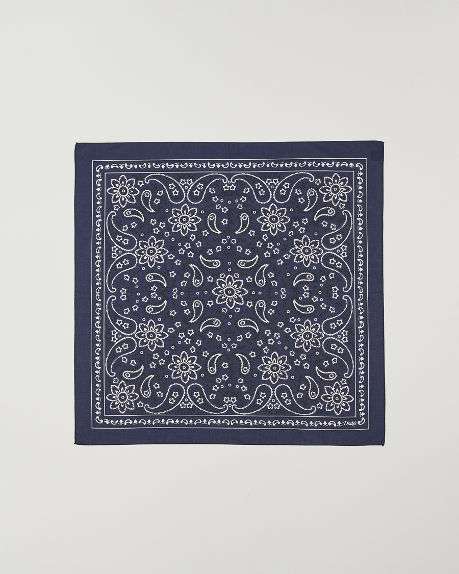 Herren | Drake's Classic Paisley Bandana Navy | Drake's | Classic Paisley Bandana Navy