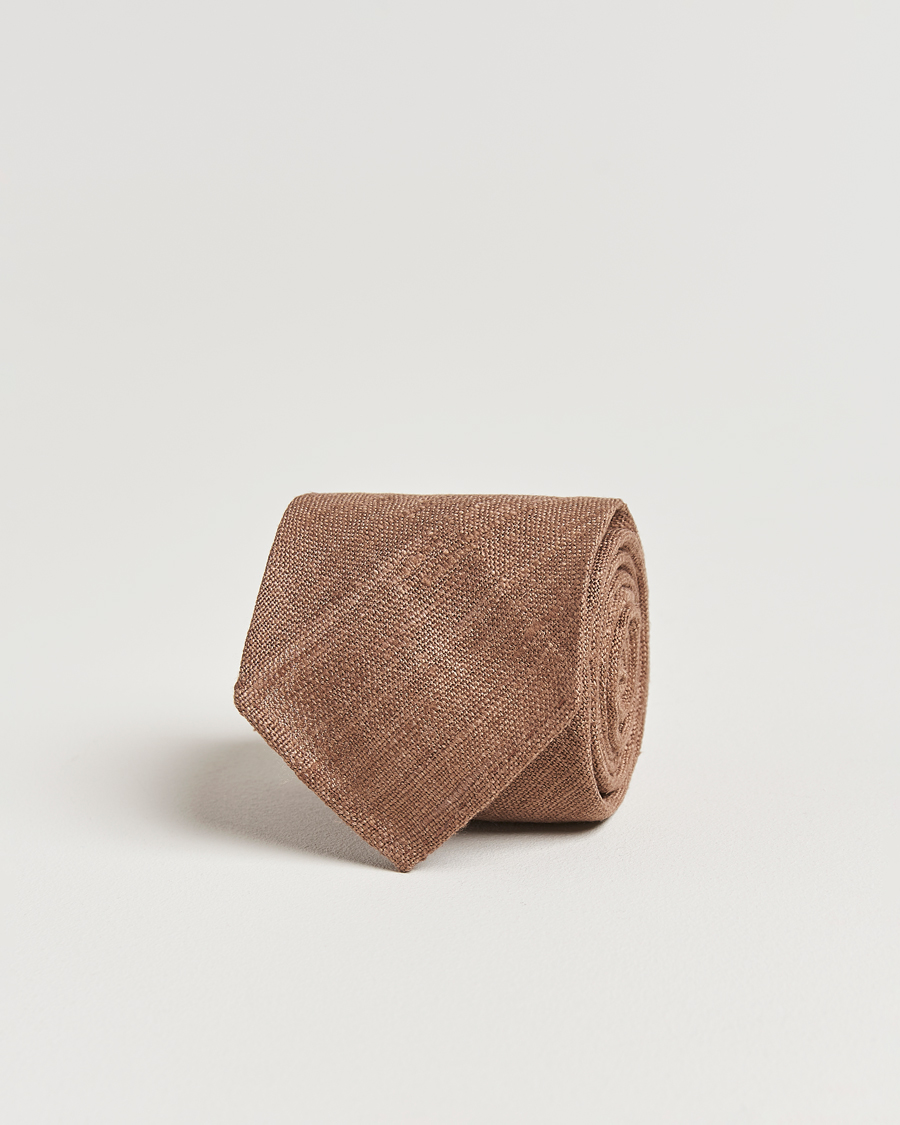 Herren | Drake's Silk Tussah Handrolled Tie Coffee | Drake's | Silk Tussah Handrolled Tie Coffee