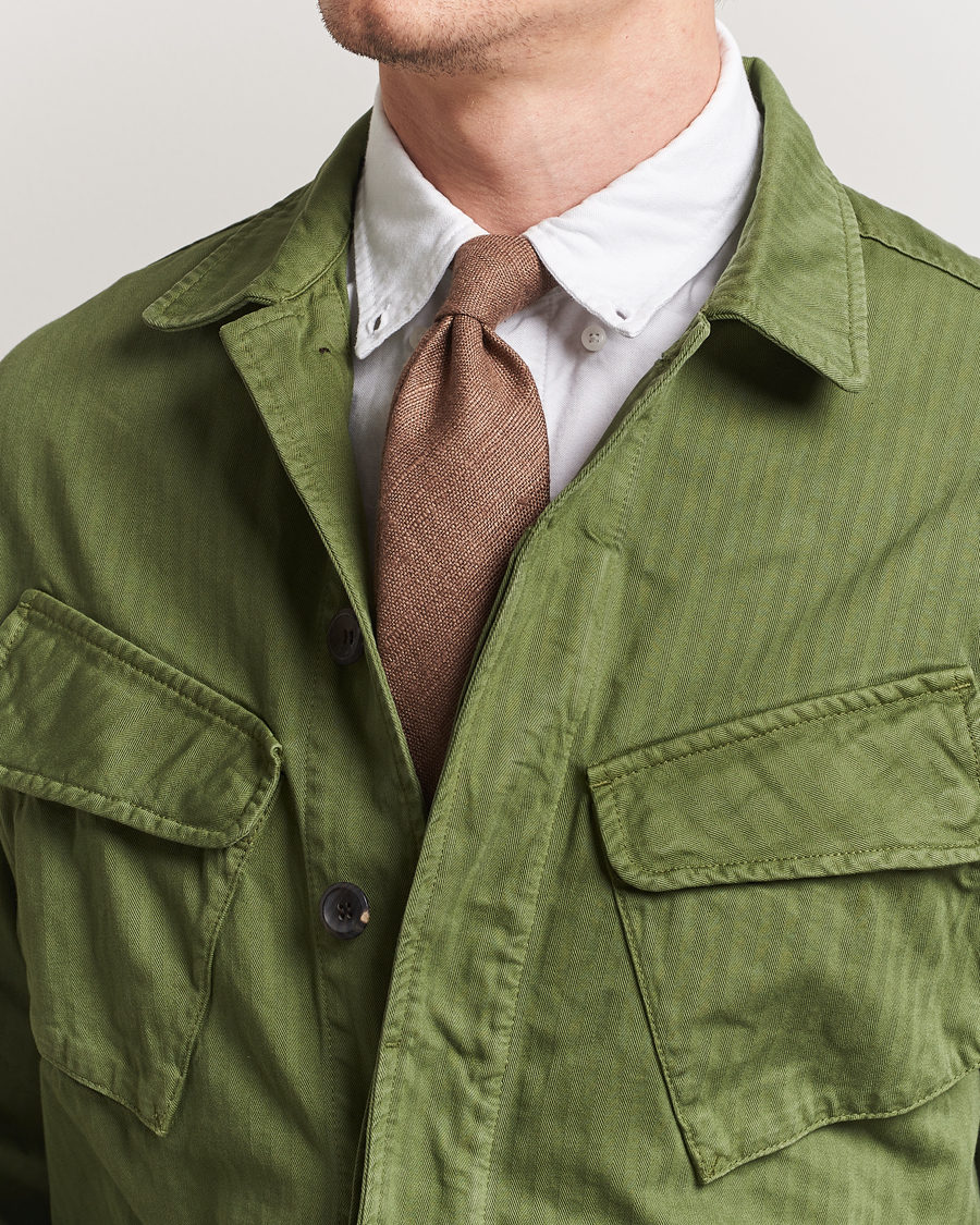 Herren | Drake's Silk Tussah Handrolled Tie Coffee | Drake's | Silk Tussah Handrolled Tie Coffee