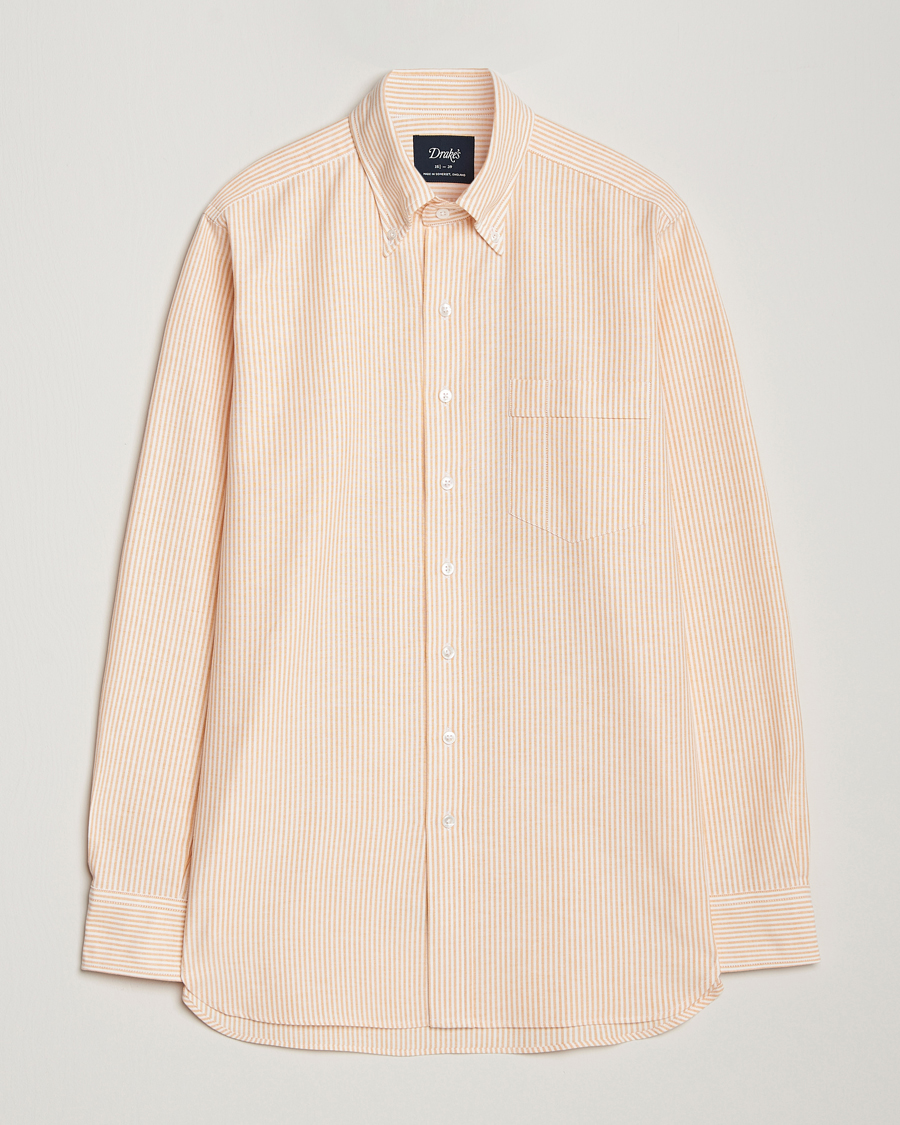 Herren | Hemden | Drake's | Striped Button Down Oxford Shirt Orange