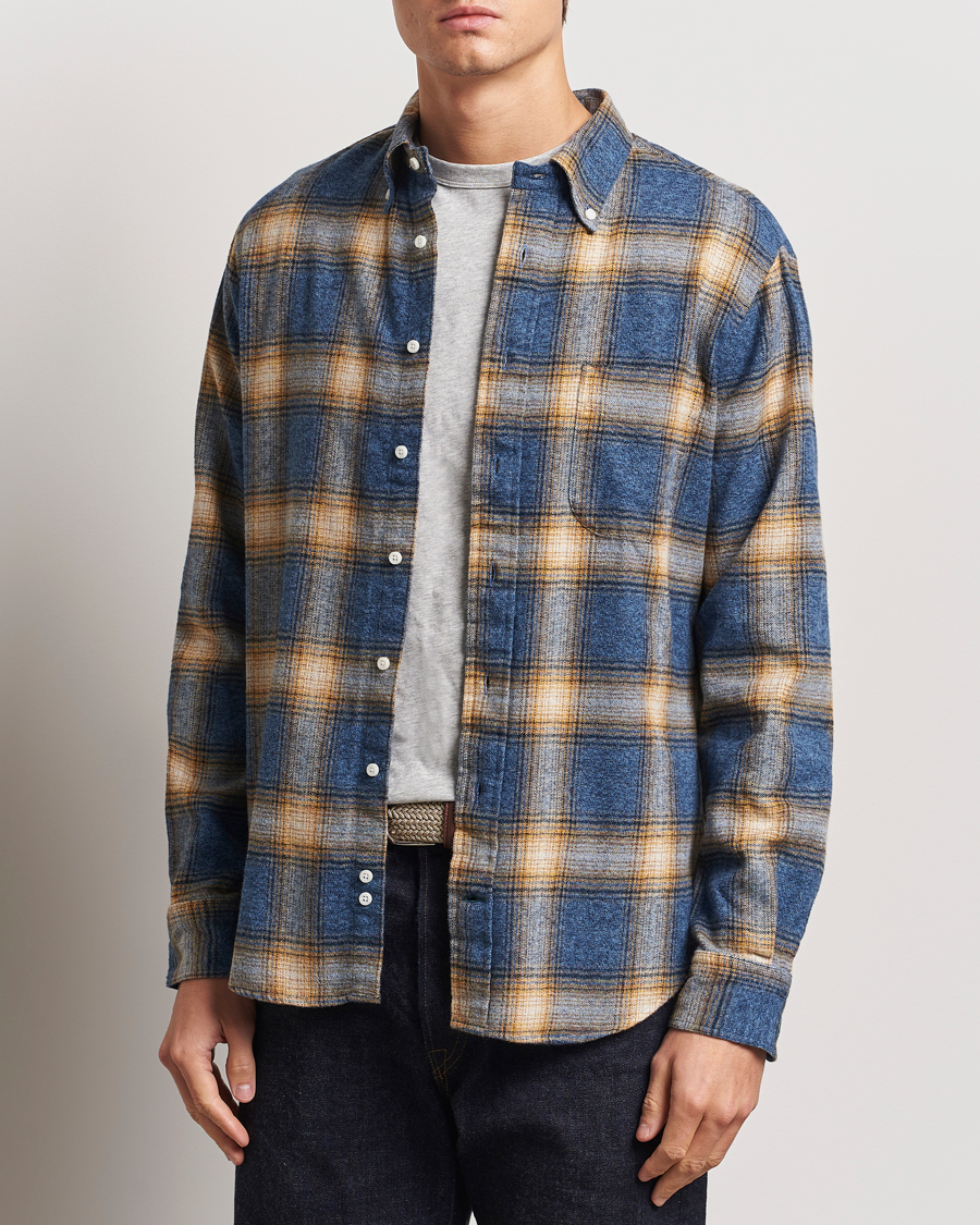Herren | Hemden | Gitman Vintage | Button Down Brushed Flannel Shirt Blue Check