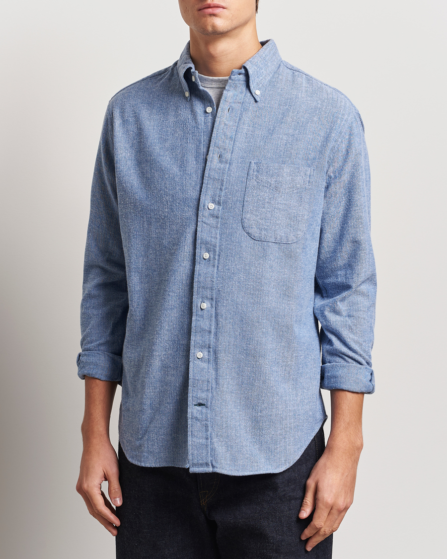Herren | Hemden | Gitman Vintage | Button Down Shetland Flannel Shirt Light Blue