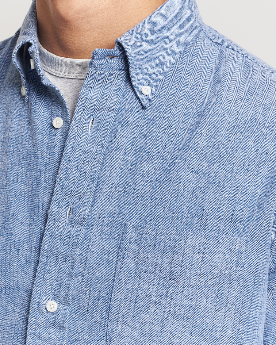 Herren | Hemden | Gitman Vintage | Button Down Shetland Flannel Shirt Light Blue