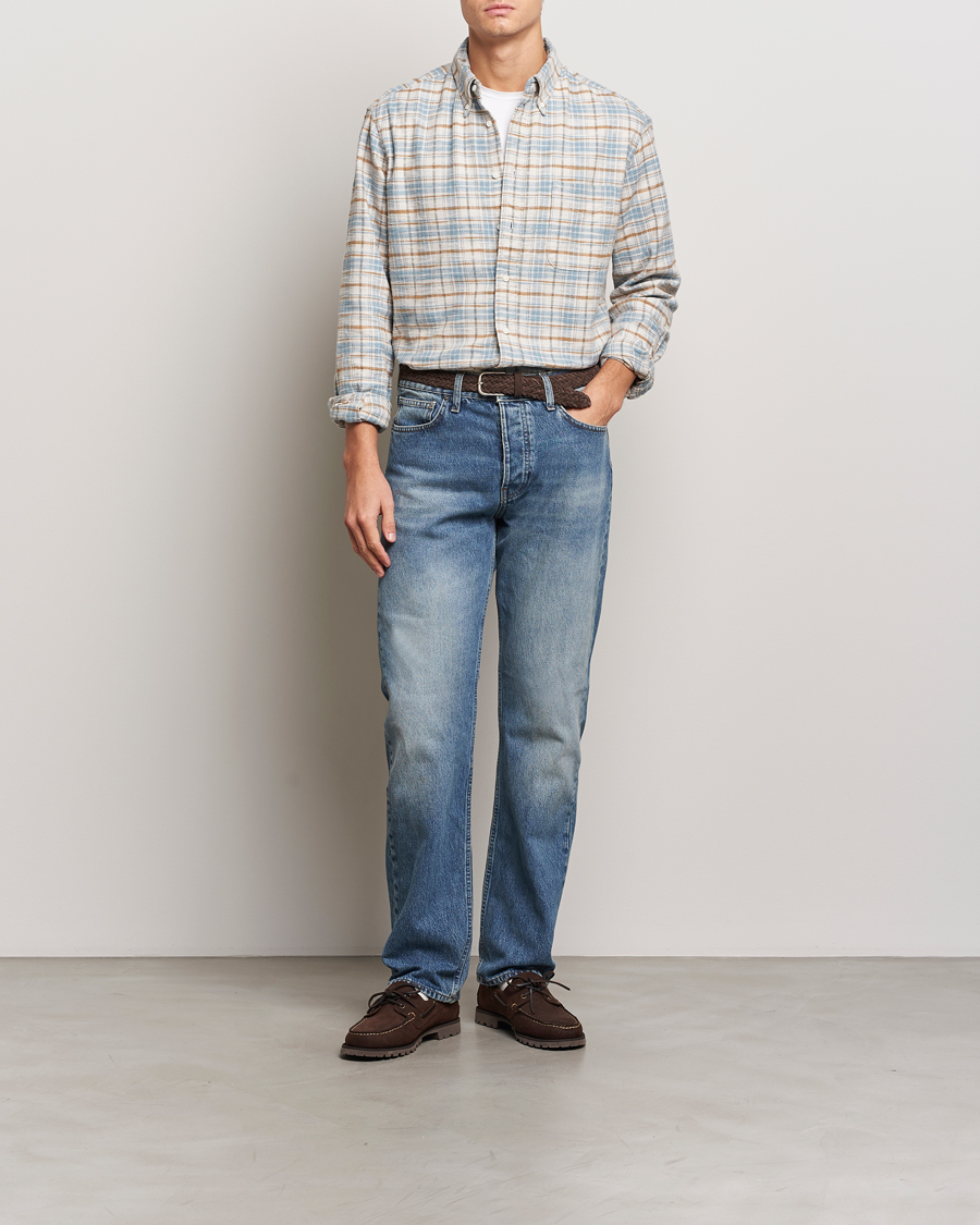 Herren | Hemden | Gitman Vintage | Button Down Heavy Flannel Shirt Ivory Check