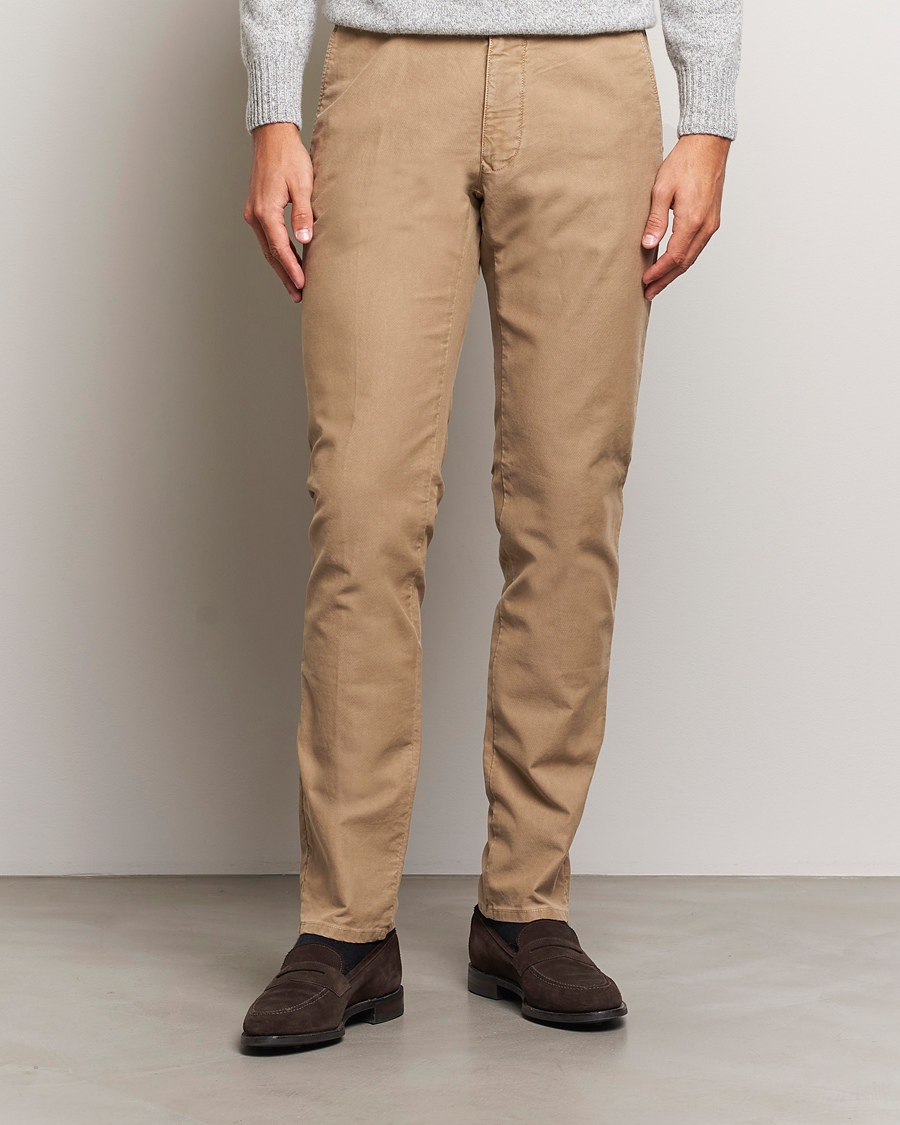 Herren | Hosen | Incotex | Slim Fit Garment Dyed Slacks Beige