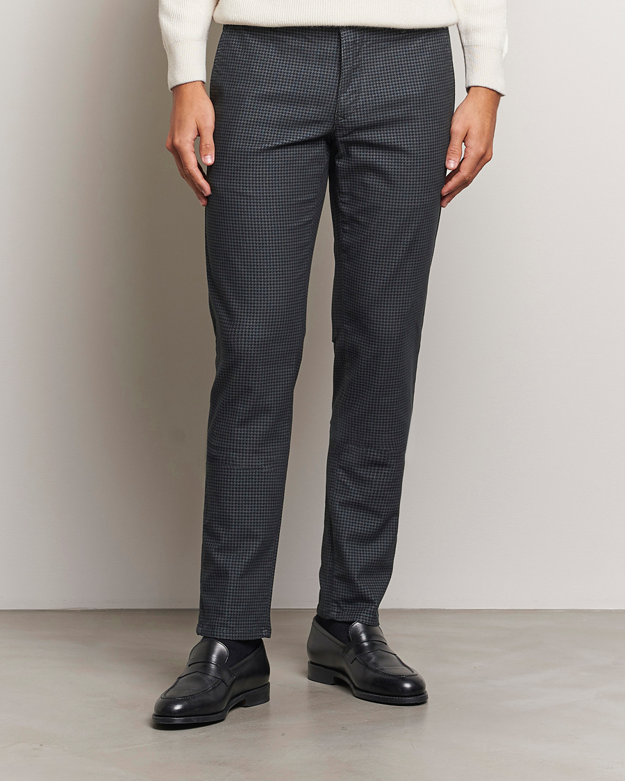 Herren | Hosen | Incotex | Slim Fit Houndstooth Cotton Pants Dark Grey