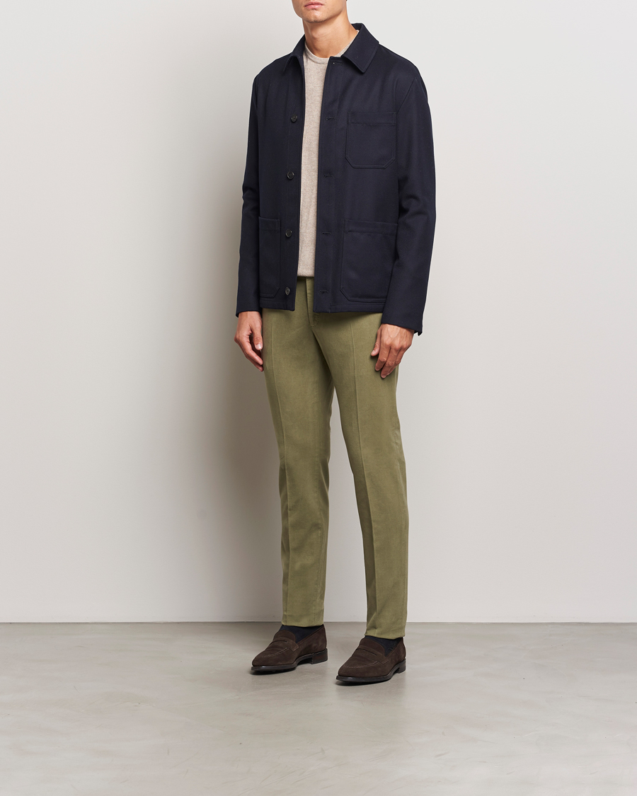 Herren | Hosen | Incotex | Slim Fit Luxury Moleskine Trousers Sage