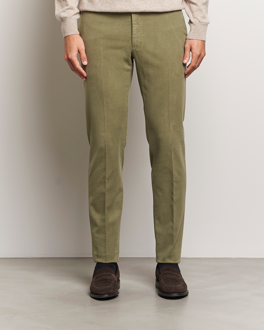 Herren | Hosen | Incotex | Slim Fit Luxury Moleskine Trousers Sage