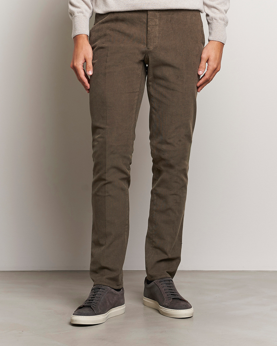 Herren | Hosen | Incotex | Slim Fit Baby Corduroy Trousers Brown