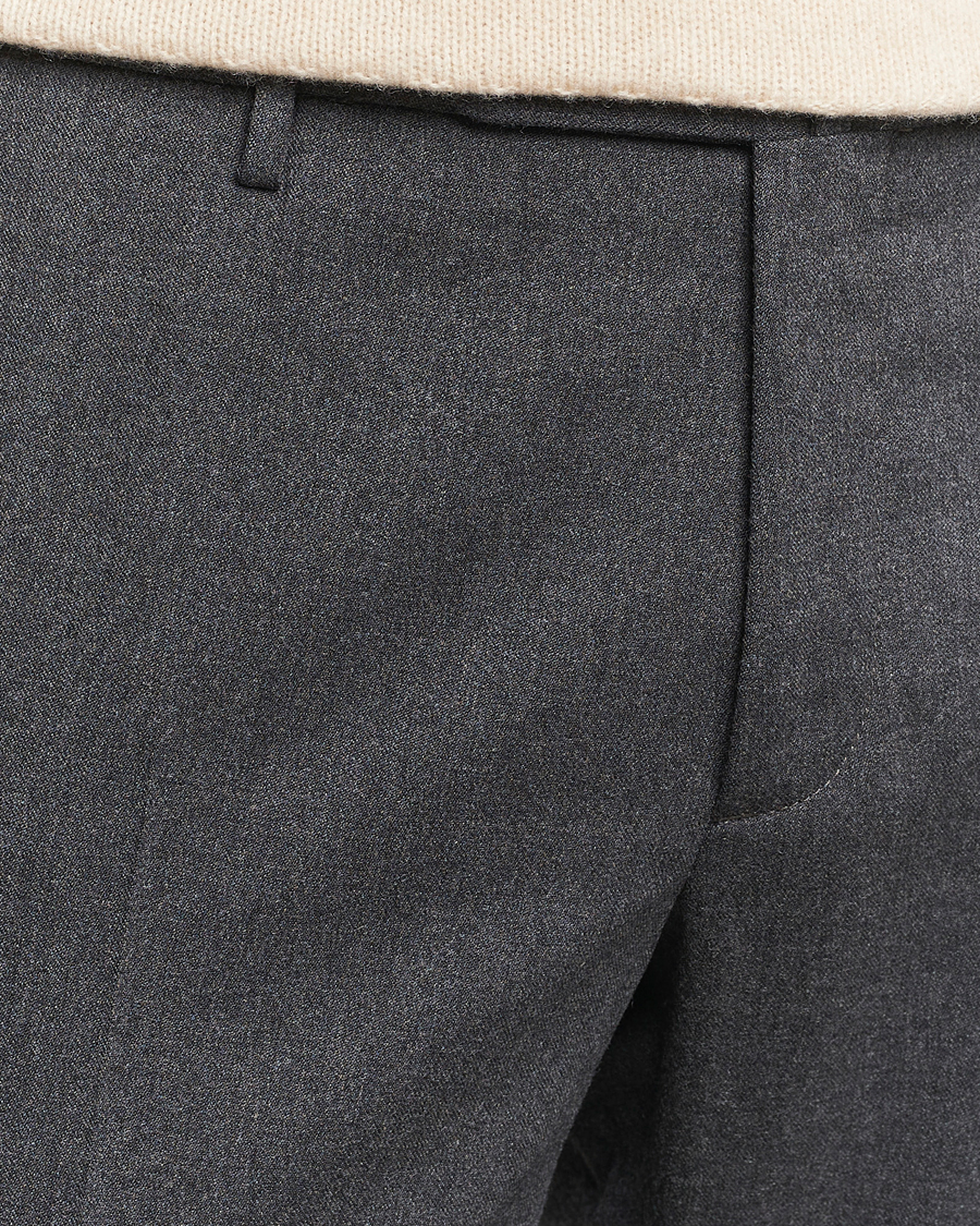 Herren | Hosen | Incotex | Silm Fit Washable Flannel Trousers Dark Grey
