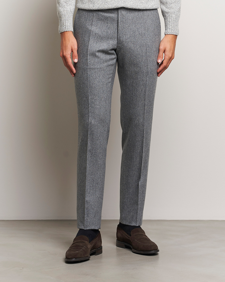 Herren | Hosen | Incotex | Slim Fit Carded Flannel Trousers Grey Melange