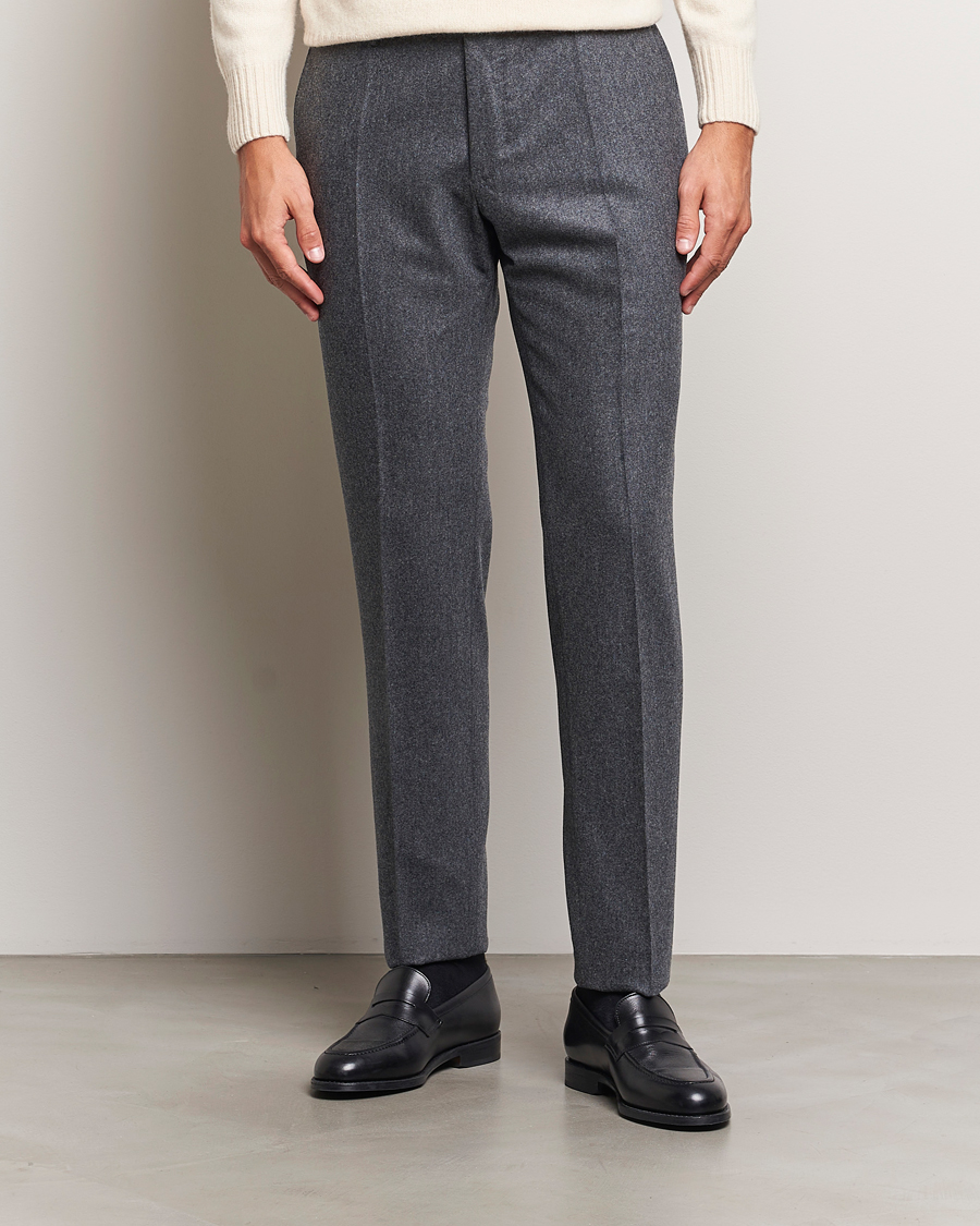 Herren | Hosen | Incotex | Slim Fit Carded Flannel Trousers Dark Grey