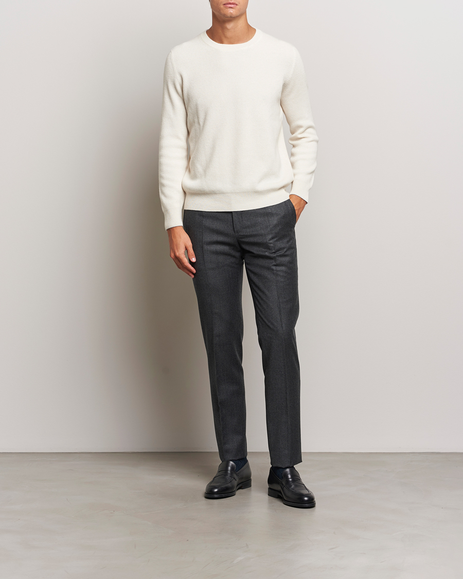 Herren | Hosen | Incotex | Slim Fit Houndstooth Flannel Trousers Light Grey