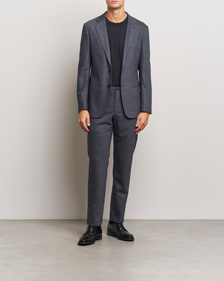 Herren | Giorgio Armani Soho Wool/Cashmere Flannel Suit Navy Melange | Giorgio Armani | Soho Wool/Cashmere Flannel Suit Navy Melange