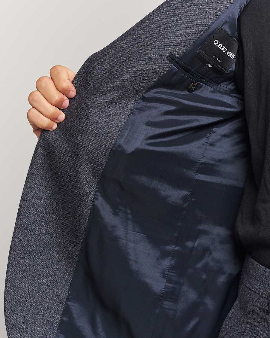 Herren | Giorgio Armani Soho Wool/Cashmere Flannel Suit Navy Melange | Giorgio Armani | Soho Wool/Cashmere Flannel Suit Navy Melange