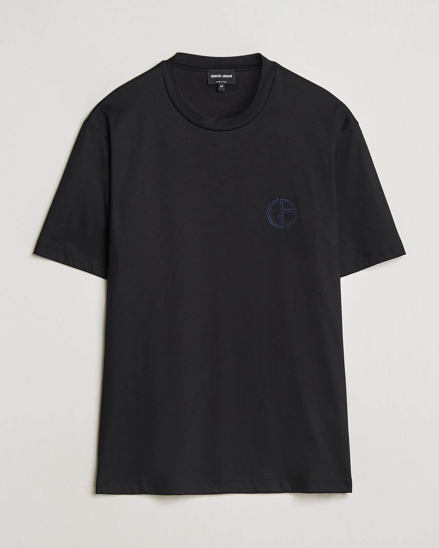 Herren | T-Shirts | Giorgio Armani | Embroidered Monogram T-Shirt Black