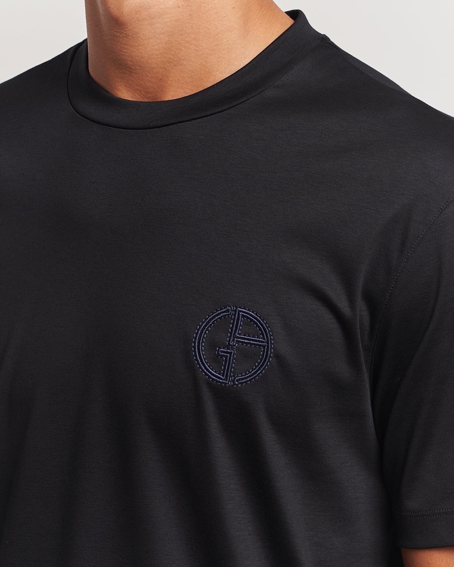 Herren | T-Shirts | Giorgio Armani | Embroidered Monogram T-Shirt Black
