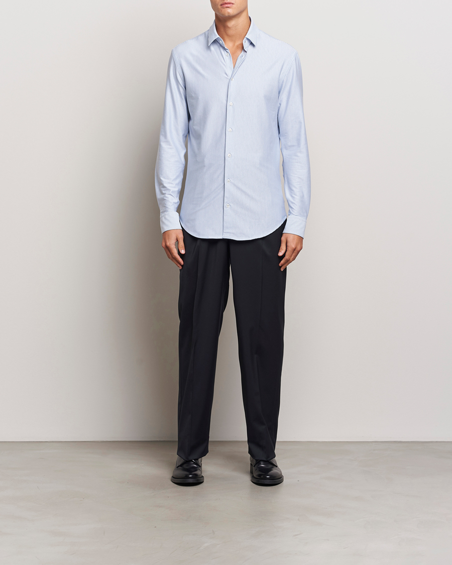 Herren | Hemden | Giorgio Armani | Jersey Stretch Shirt Light Blue Stripe