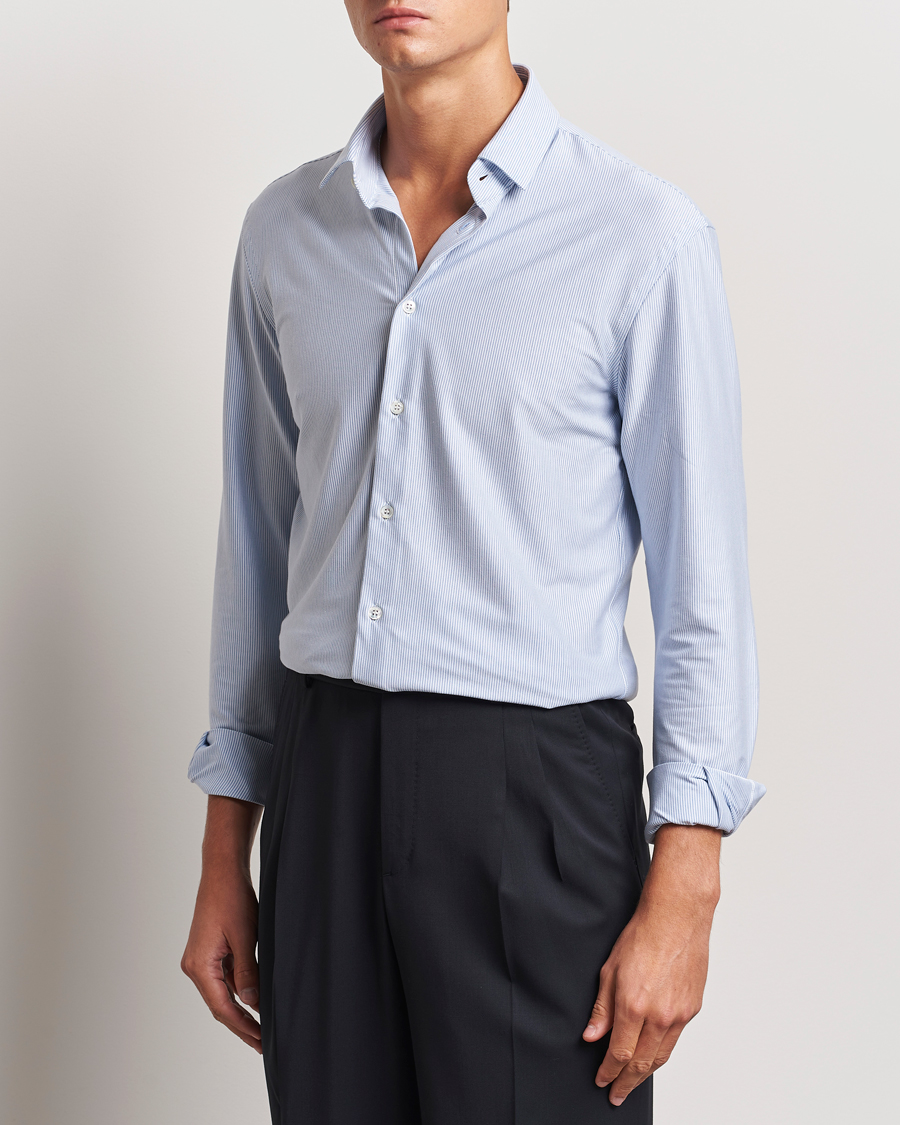 Herren | Hemden | Giorgio Armani | Jersey Stretch Shirt Light Blue Stripe