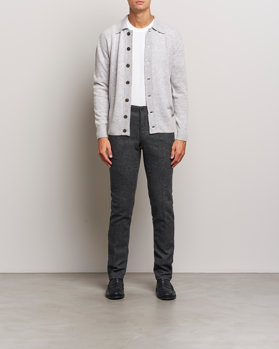 Herren | Hosen | Incotex | Slim Fit Washed Wool Stretch Slacks Dark Grey