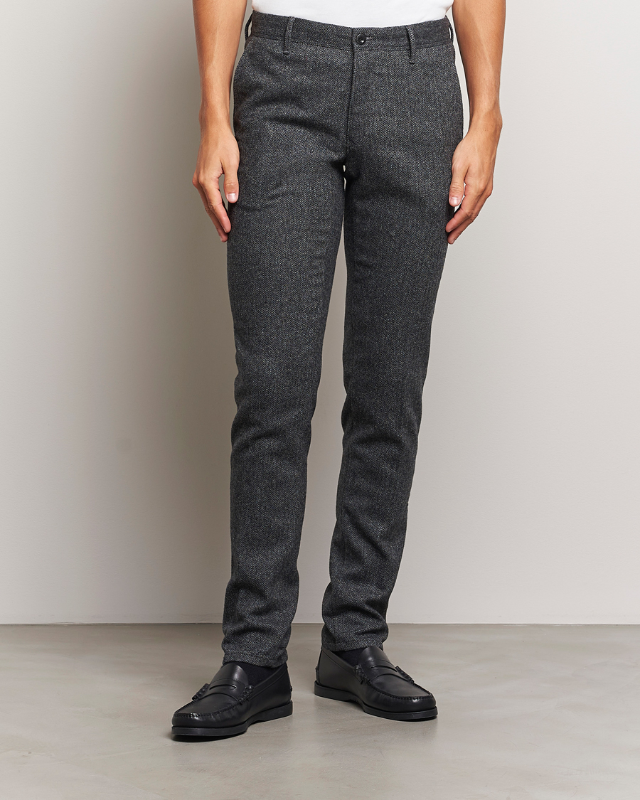 Herren | Hosen | Incotex | Slim Fit Washed Wool Stretch Slacks Dark Grey