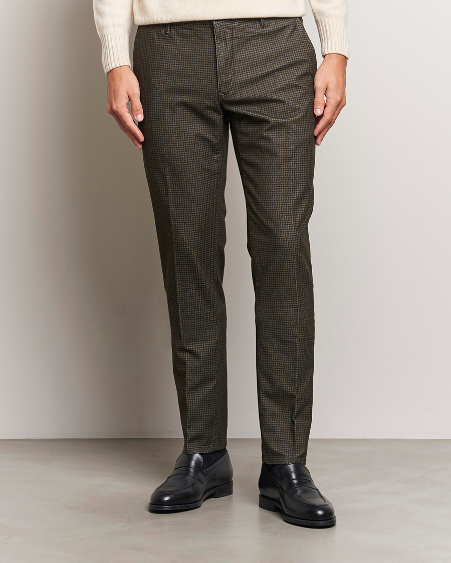 Herren | Hosen | Incotex | Slim Fit Houndstooth Stretch Slacks Dark Brown
