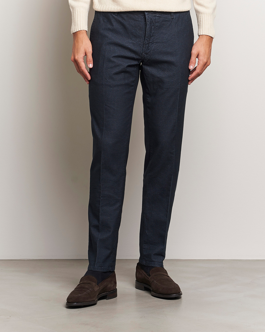 Herren | Hosen | Incotex | Slim Fit Houndstooth Stretch Slacks Navy