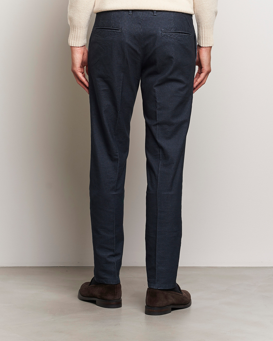 Herren | Hosen | Incotex | Slim Fit Houndstooth Stretch Slacks Navy