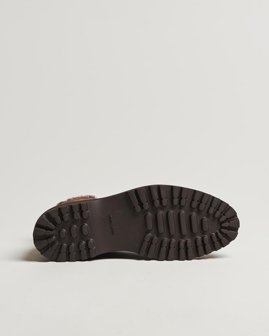 Herren | John Lobb Peak Shearling Lined Boots Dark Brown | John Lobb | Peak Shearling Lined Boots Dark Brown