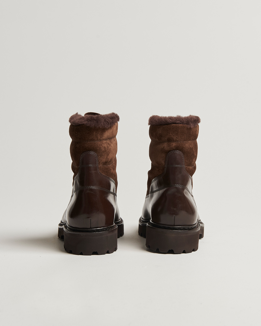 Herren | John Lobb Peak Shearling Lined Boots Dark Brown | John Lobb | Peak Shearling Lined Boots Dark Brown