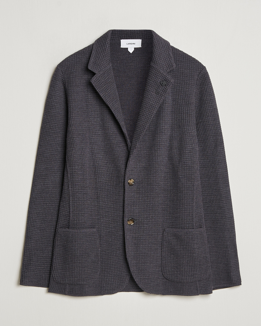 Herren | Sakkos | Lardini | Knitted Structure Wool Blazer Dark Grey