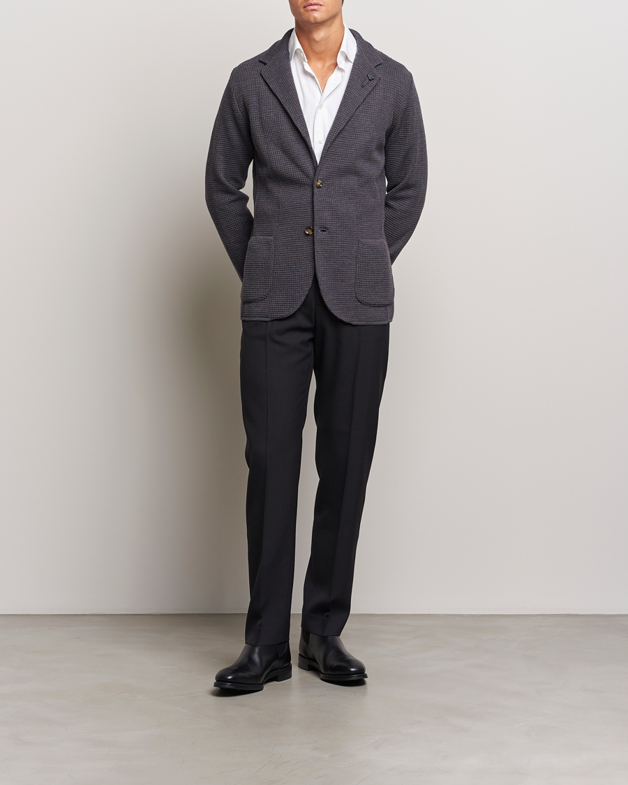 Herren | Sakkos | Lardini | Knitted Structure Wool Blazer Dark Grey