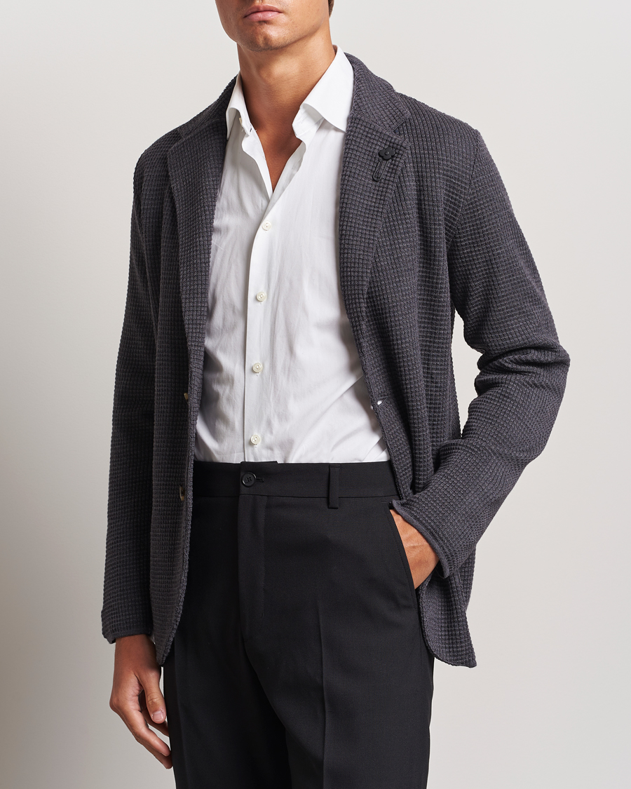 Herren | Sakkos | Lardini | Knitted Structure Wool Blazer Dark Grey